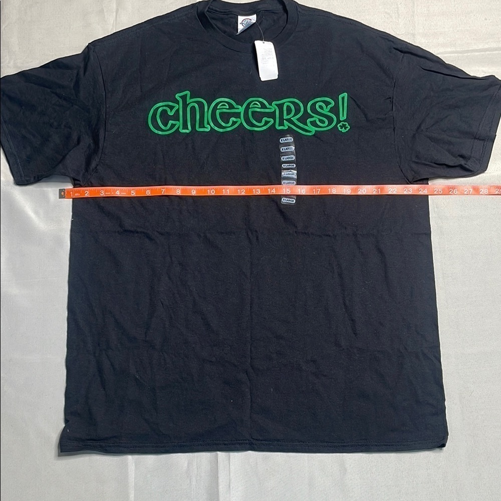 Graphic Black T-shirt with Green Logo Cheers print - Picture 4 of 6